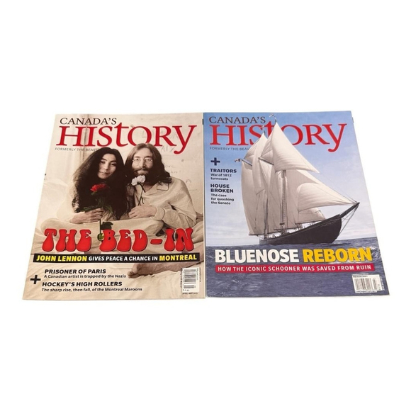 Canada's History Other - Canada's History Magazine 2013 Lot Of 2 John Lennon Bed-In Bluenose Reborn